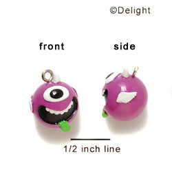N1057+ - One Eyed Flying Purple Monster - 3-D Hand Painted Resin Charm