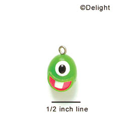 N1058+ - Lime Green Monster - 3-D Hand Painted Resin Charm