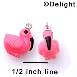 N1066+ - Hot Pink Flamingo - 3-D Hand Painted Resin Charm