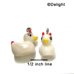 N1071+ - Evil Ducky - Glows in the Dark - 3-D Hand Painted Resin Charm