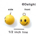 N1055+ tlf - Small 3-D Smiley Face - 3-D Hand Painted Resin Charm