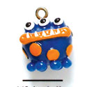 N1056+ - Blue Monster with Orange Dots - 3-D Hand Painted Resin Charm