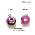 N1057+ - One Eyed Flying Purple Monster - 3-D Hand Painted Resin Charm