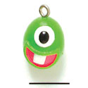 N1058+ - Lime Green Monster - 3-D Hand Painted Resin Charm