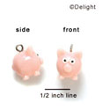 N1059+ - Pink Pig - 3-D Hand Painted Resin Charm