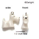 N1063+ - White Scottie Dog - 3-D Hand Painted Resin Charm