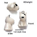 N1065+ - White Bull Terrier Dog - 3-D Hand Painted Resin Charm