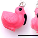 N1066+ - Hot Pink Flamingo - 3-D Hand Painted Resin Charm