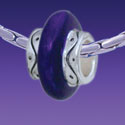 BT1026 tlf - Large Spacer - Purple Center - Triple Silver Plated Large Hole Bead