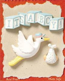 S1002 - It's A Boy - Baby - Flat Backed Resin Scrapbook Embellishment Set