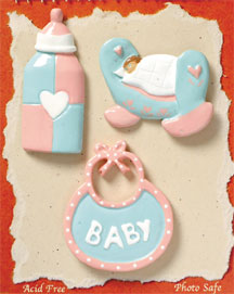 S1003 - Baby Bib - Flat Backed Resin Scrapbook Embellishment Set