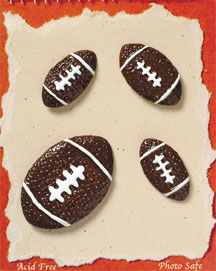 S1007-6 - Football - Flat Backed Resin Scrapbook Embellishment Set (6 cards per package)