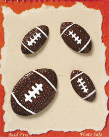 S1007 - Football - Flat Backed Resin Scrapbook Embellishment Set