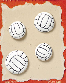 S1011-6 - Volleyball - Flat Backed Resin Scrapbook Embellishment Set (6 cards per package)