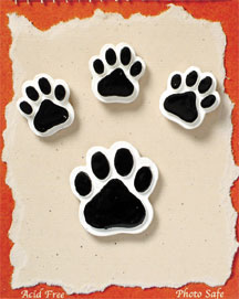 S1013-6 - Black Paws - Flat Backed Resin Scrapbook Embellishment Set (6 cards per package)