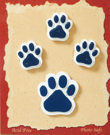 S1014 - Navy Blue Paws - Flat Backed Resin Scrapbook Embellishment Set