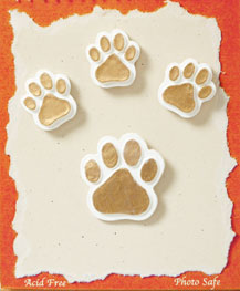 S1015-6 - Gold Paws - Flat Backed Resin Scrapbook Embellishment Set (6 cards per package)