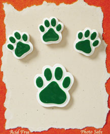 S1016-6 - Green Paws - Flat Backed Resin Scrapbook Embellishment Set (6 cards per package)