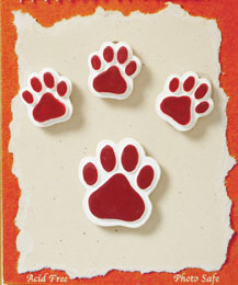 S1017-6 - Maroon Paws - Flat Backed Resin Scrapbook Embellishment Set (6 cards per package)