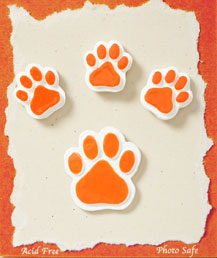 S1018-6 - Orange Paws - Flat Backed Resin Scrapbook Embellishment Set (6 cards per package)