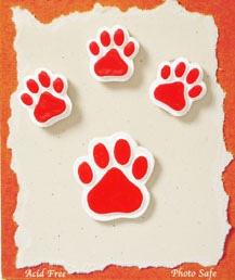 S1020-6 - Red Paws - Flat Backed Resin Scrapbook Embellishment Set (6 cards per package)