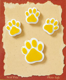 S1023-6 - Yellow Paws - Flat Backed Resin Scrapbook Embellishment Set (6 cards per package)