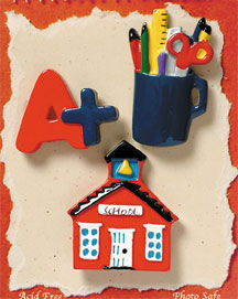 S1042-6 - School House - Flat Backed Resin Scrapbook Embellishment Set (6 cards per package)