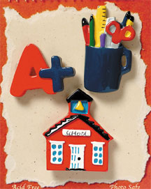 S1042 - School House - Flat Backed Resin Scrapbook Embellishment Set