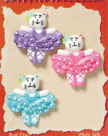 S1048-6 - Ballet Cats - Flat Backed Resin Scrapbook Embellishment Set (6 cards per package)