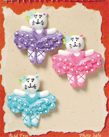 S1048 - Ballet Cats - Flat Backed Resin Scrapbook Embellishment Set