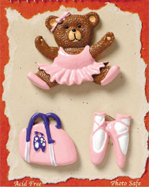 S1049 - Ballet Bears - Flat Backed Resin Scrapbook Embellishment Set