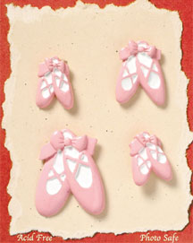 S1050 - Ballet Shoes - Flat Backed Resin Scrapbook Embellishment Set