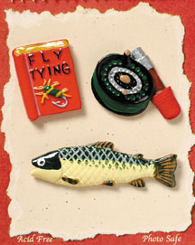 S1061-6 - Fly Fishing - Flat Backed Resin Scrapbook Embellishment Set (6 cards per package)
