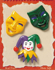 S1073 - Mardi Gras Masks - Flat Backed Resin Scrapbook Embellishment Set