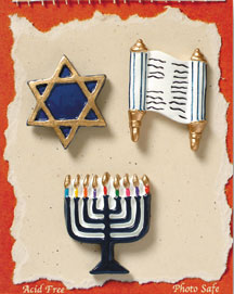 S1075-6 - Torah - Jewish - Flat Backed Resin Scrapbook Embellishment Set (6 cards per package)
