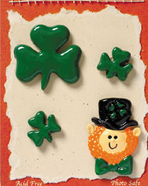 S1077-6 - Shamrock - Irish - St. Patrick's Day - Flat Backed Resin Scrapbook Embellishment Set (6 cards per package)