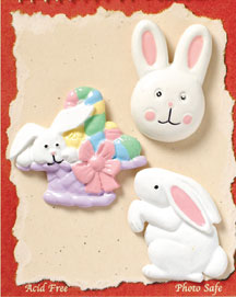 S1081 - Easter Bunnies - Flat Backed Resin Scrapbook Embellishment Set