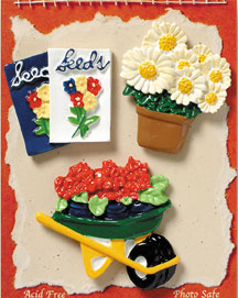 S1083-6 - Garden Planting - Flat Backed Resin Scrapbook Embellishment Set (6 cards per package)
