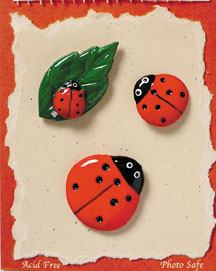S1086-6 - Lady Bugs - Flat Backed Resin Scrapbook Embellishment Set (6 cards per package)