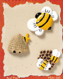 S1087-6 - Bees - Flat Backed Resin Scrapbook Embellishment Set (6 cards per package)