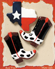 S1088-6 - Texas Boots - Flat Backed Resin Scrapbook Embellishment Set (6 cards per package)