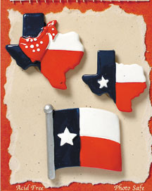 S1090-6 - Red, White & Blue Texas - Flat Backed Resin Scrapbook Embellishment Set (6 cards per package)