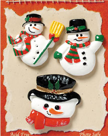 S1092 - Snowmen - Christmas - Flat Backed Resin Scrapbook Embellishment Set