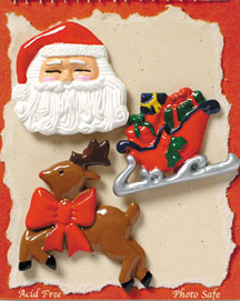 S1094 - Santa's Sleigh - Flat Backed Resin Scrapbook Embellishment Set