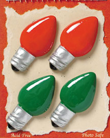 S1099-6 - Christmas Lights - Flat Backed Resin Scrapbook Embellishment Set (6 cards per package)