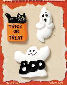 S1104 - Trick Or Treat Cat - Flat Backed Resin Scrapbook Embellishment Set