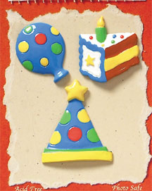 S1112 - Birthday Cake - Flat Backed Resin Scrapbook Embellishment Set