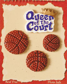 S1114 - Queen Of Court Basketball - Flat Backed Resin Scrapbook Embellishment Set