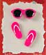 S1120 - Hot Pink Sunglasses & Flip Flops - Flat Backed Resin Scrapbook Embellishment Set