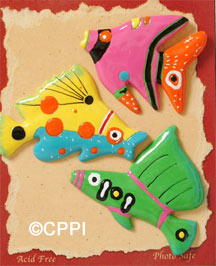 S1122 - Fun Tropical Fish - Flat Backed Resin Scrapbook Embellishment Set